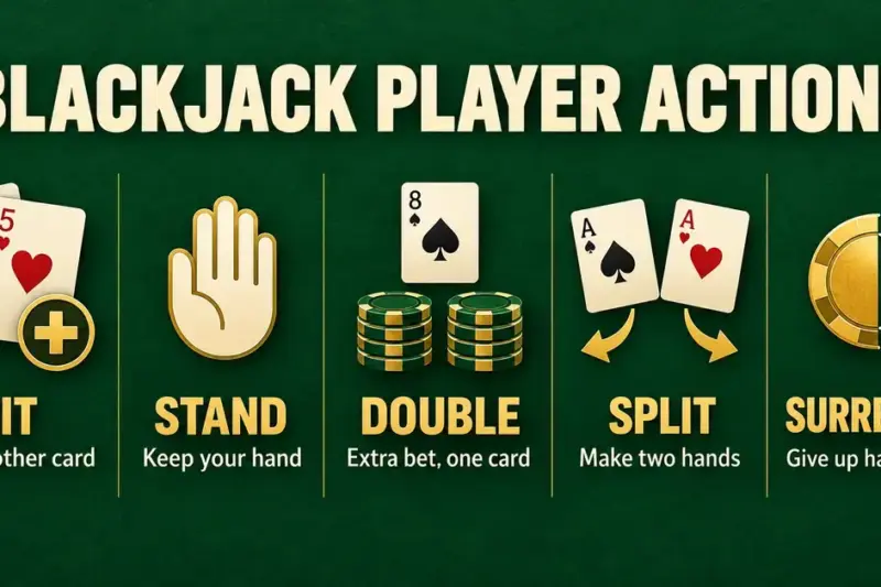 Hit, Stand, Double, Split & Surrender: Blackjack Player Actions Explained